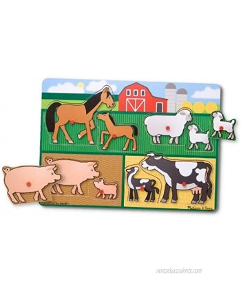 Melissa & Doug Farm Theme Peg Puzzle & 1 Scratch Art Mini-Pad Bundle 01875