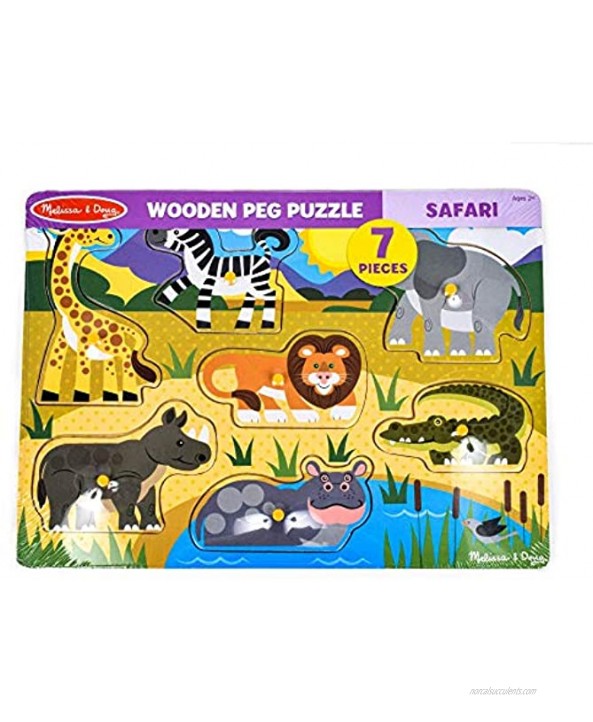 Melissa & Doug Safari Wooden Peg Puzzle 7 pcs