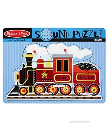Melissa & Doug Train Sound Puzzle Wooden Peg Puzzle With Sound Effects 9 pcs