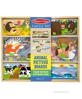 Melissa & Doug Wooden Animal Picture Puzzle Boards With Chunky Wooden Animal Play Pieces 24 pcs