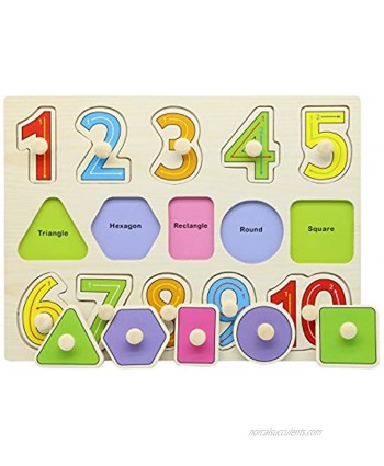 Motrent Wooden Jigsaw Peg Puzzle Board Toy Number Educational and Learning Puzzles Toy