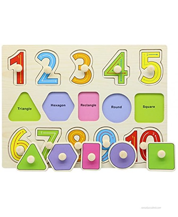 Motrent Wooden Jigsaw Peg Puzzle Board Toy Number Educational and Learning Puzzles Toy