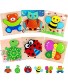 NIYIKOW Wooden Toddler Puzzles Toy Gift Set 6 Pack Animal Puzzles for Toddlers Kids 1-3 Years Old Learning Educational 6 Animal Shape Jigsaw