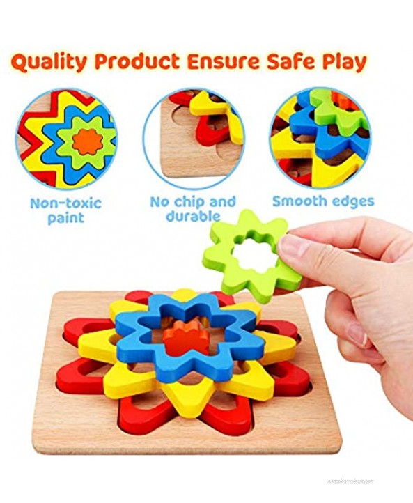 Vanmor 36 Pcs Toddler Puzzles Shape Puzzle Wooden Puzzles for Toddlers Montessori Toys for 2 3 4 5 Year Old Kids Puzzles for Kids Ages 2-4 Baby Puzzles Preschool Learning Activities Best Toddler Gift