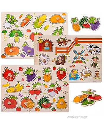 WADILE Wooden Puzzles for Kids Ages 1-5 Years Old Vegetables Toddler Puzzles Learning Toys Educational Gift for Girls and Boys