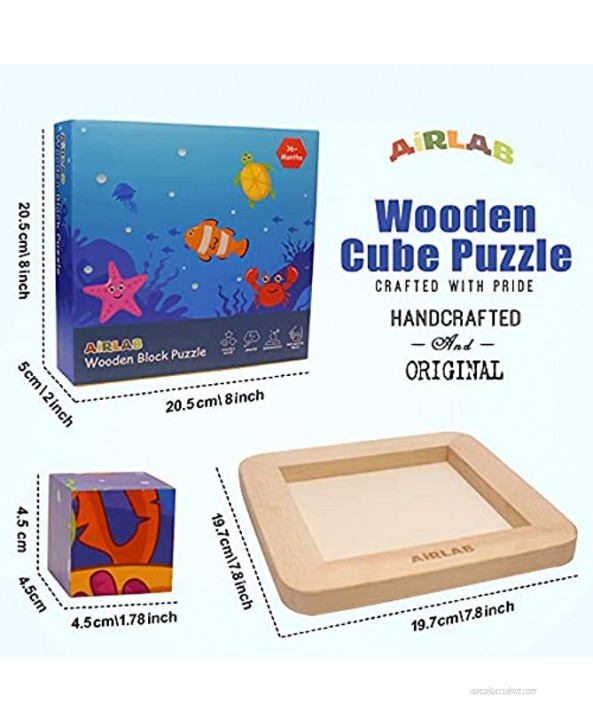 Wooden Block Puzzles Toddlers Kids Toys Montessori Learning Games Educational Interactive Toys for 3 4 5 Preschool with Storage Tray 6 Puzzles in 1