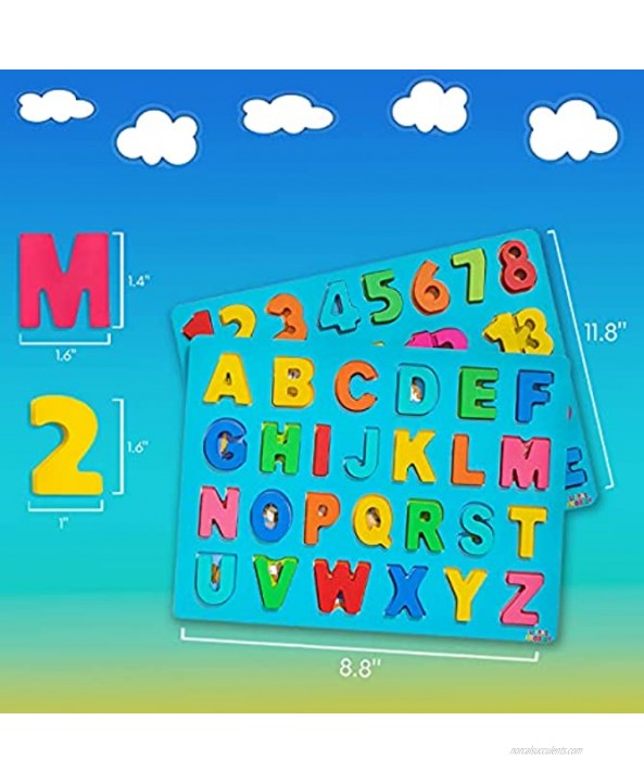 Wooden Puzzles for Toddlers 1-3-5 Little Prodigy Alphabet ABC Puzzle & Number Puzzle for Toddlers– Learning Toys for Toddlers 1-3 Set Toddler Puzzles Gift Box & Toddler Coloring Book