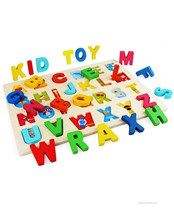 Wooden Puzzles for Toddlers Aitey Wooden Alphabet Number Shape Puzzles Toddler Learning Puzzle Toys for Kids Ages 3 4 5 Set of 3
