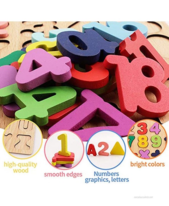 Wooden Puzzles for Toddlers Wooden Alphabet Number Shape ABC Name Puzzles Toddler Learning Puzzle Toys for Kids 1-6 Years Old 3 in 1,Montessor Puzzle for Toddlers