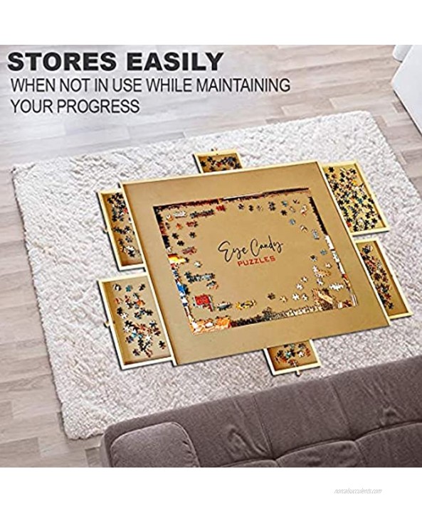 1500 Pieces Jigsaw Puzzle Table Firmly Attached with 6 Removable Storage Drawers Smooth Surface Jigsaw Board Size is 27” X 35” for Puzzle and Games.