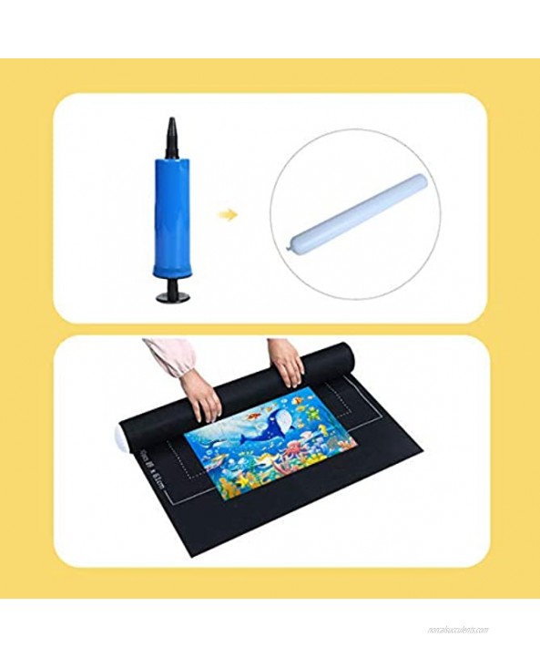 Aibesy Puzzle Roll Up Mat Felt Storage Mat Puzzle Saver with Inflatable Tube + Mini Pump + 3 Fasteners + Drawstring Storage Bag for Adults Educational Tool for 1500 Pieces Puzzles