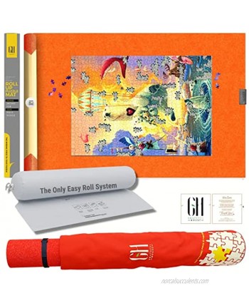 GRATEFUL HOUSE Premium Wool Blend Roll Up Puzzle Mats for Jigsaw Puzzles. Wool Felt lays Perfectly Flat Comes Rolled & not Folded. Fits 500 1000 1500 Piece Jigsaw Puzzles. Orange 46 x 26 inches