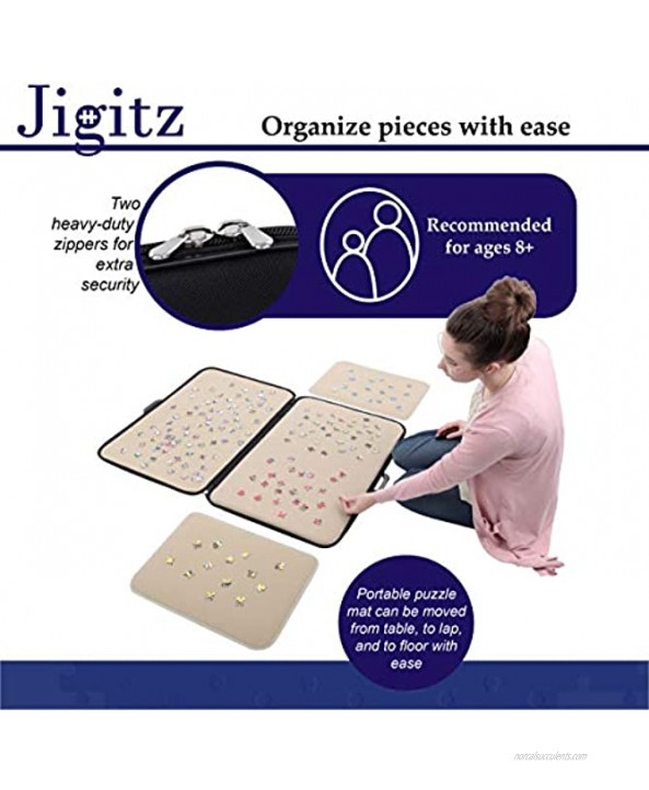 Jigitz Jigsaw Puzzle Board Carrying Case Zip-Up Portable Puzzle Table Foldable Puzzle Mat Case with Organizer Trays