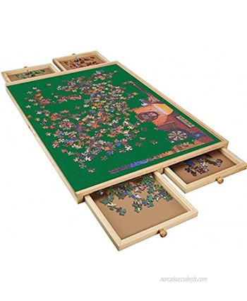 Lovinouse 1500 Piece Puzzle Board 36 x 24 Inch Jigsaw Wooden Puzzles Table with 4 Drawers and Non-Slip Felt or Cover 1500 Piece with Felt