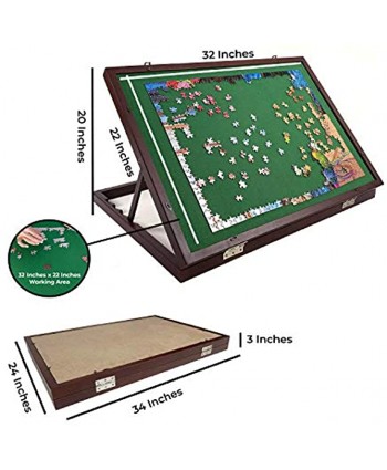 Mary Maxim Adjustable Wooden Jigsaw Puzzle Table Puzzle Tables for Adults Puzzle Storage Board Felt Mat 32” x 22” Puzzle Holder & Organizer up to 1500 Pieces Puzzle Accessories