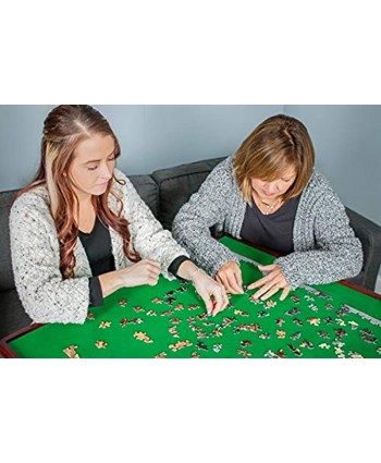 Mary Maxim Folding Jigsaw Puzzle Table Puzzle Tables for Adults Portable Game Table & Puzzle Board Felt Mat Top 35” x 35” Puzzle Holder & Organizer Puzzle Accessories Card & Game Table