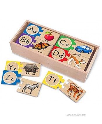 Melissa & Doug Self-Correcting Alphabet Wooden Puzzles With Storage Box 52 pcs