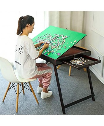 Portable Large Jigsaw Puzzle Tables for Adults & Kids,Wooden Puzzle Jigsaw Table with Drawers and Legs & Cover Boards,Folding Tilting Design,1500 Pieces