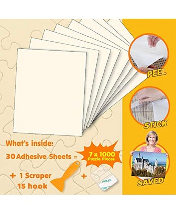 Preserve 7 X 1000 Piece Jigsaw Puzzle Glue Sheets 30 Sheets Puzzle Saver No Stress No Mess Peel and Stick Puzzle Saver Sheets Use Puzzle Sticker Sheets to Preserve Your Finished Puzzles