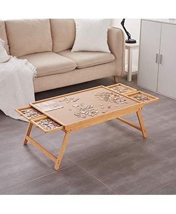 Puzzle Board 34” x 26” Puzzle Table for Adults and Teens Puzzle Boards and Storage Puzzle Wooden Plateau Lounger with Cover-Smooth Fiberboard Work Surface Puzzle Storage System Up to 1,500 Pieces