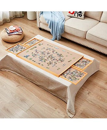 Puzzle Board Wooden Puzzle Board,Puzzle Tables for Adults Puzzle Boards and 4 Storage & Sorting Drawers Jigsaw Puzzle Table Puzzle Tray Puzzle Table Jumbo Size: 29"×21" Up to 1000 Pieces