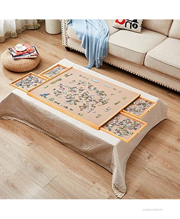 Puzzle Board Wooden Puzzle Board,Puzzle Tables for Adults Puzzle Boards and 4 Storage & Sorting Drawers Jigsaw Puzzle Table Puzzle Tray Puzzle Table Jumbo Size: 29×21 Up to 1000 Pieces