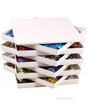 PUZZLE EZ 8 Puzzle Sorting Trays with Lid 8" x 8" Sorter Holder Jigsaw Puzzle Accessories Storage Organizer for Adults Hold Up to 1000 Pieces Space Saver Gift for Puzzle Lover