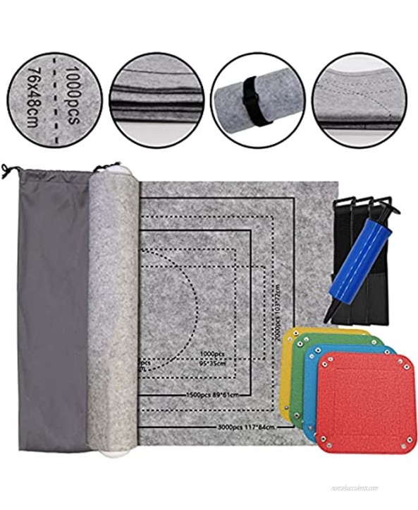 Puzzle Mat Puzzles Roll Mat Hold Up to 1500 Pieces with Puzzle Sorting Trays Hand Pump Gasbag Pull Rope Bag Portable Storage Puzzle Mats Accessories Set for Indoor Outdoor Boys Girls Play Gray