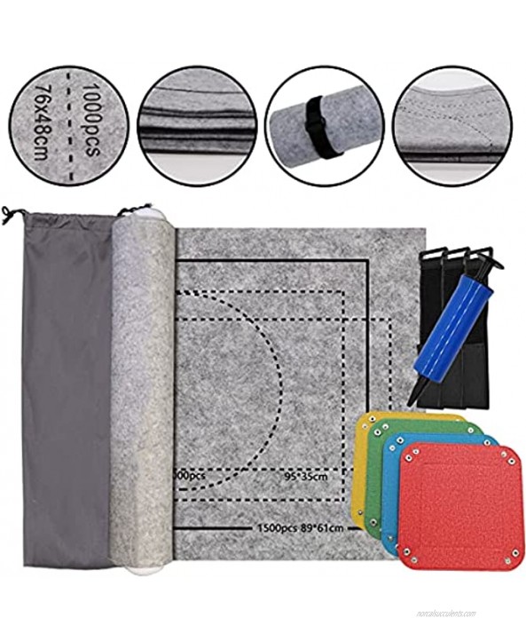 Puzzle Mat Puzzles Roll Mat Hold Up to 1500 Pieces with Puzzle Sorting Trays Hand Pump Gasbag Pull Rope Bag Portable Storage Puzzle Mats Accessories Set for Indoor Outdoor Boys Girls Play Gray