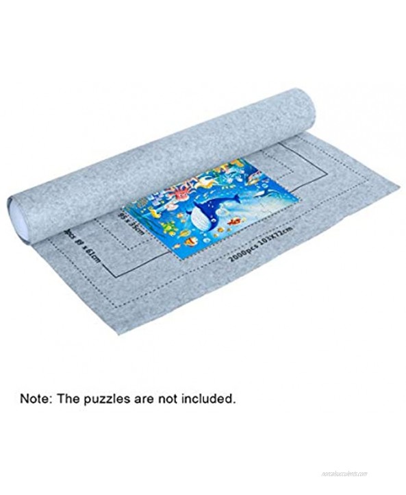 Puzzle Roll Up Mat Felt Storage Mat Puzzle Saver with Inflatable Tube + Mini Pump + 3 Fasteners + Drawstring Storage Bag for Children Adults Educational Tool for 2000 Pieces Puzzles