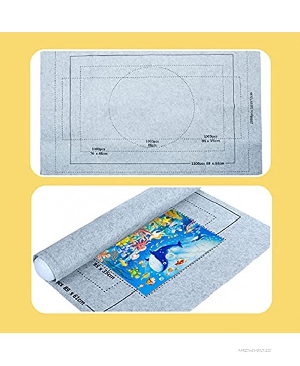 Puzzle Roll Up Mat Felt Storage Mat Puzzle Saver with Inflatable Tube + Mini Pump + 3 Fasteners + Drawstring Storage Bag for Children Adults Educational Tool for 2000 Pieces Puzzles