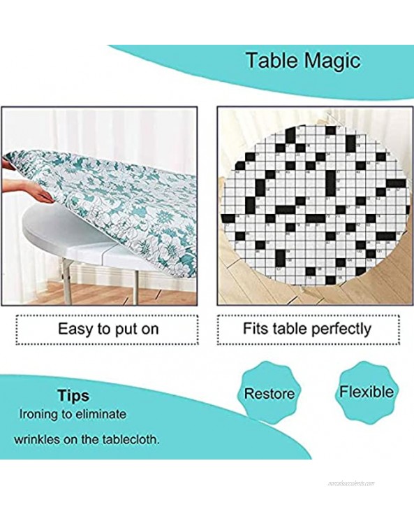 Round Tablecloth with Elastic Edges Classical Crossword Puzzle with Black and White Boxes and Numbers Word Search Puzzle Design 48 Diameter Black and White