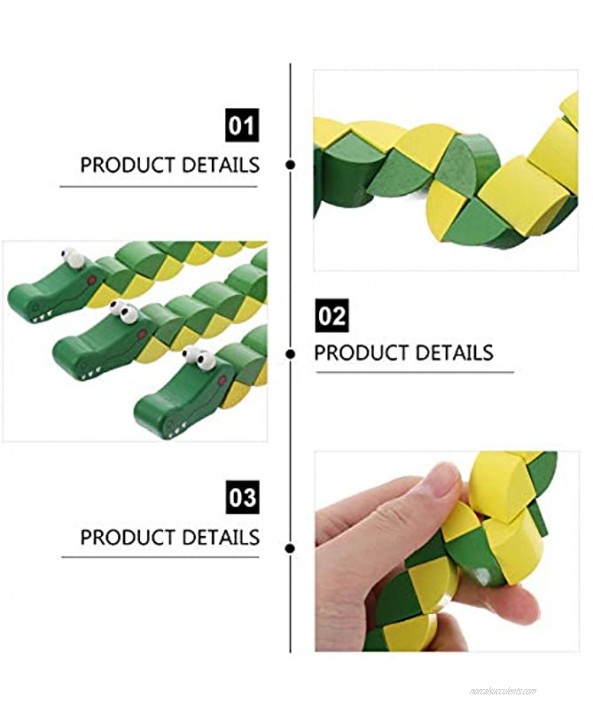 TOYANDONA 3pcs Wood Crocodile Toys Kids Twist Colored Crocodile Toys Action Figures Puzzle Educational Toy Cubes Cubes