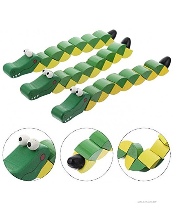 TOYANDONA 3pcs Wood Crocodile Toys Kids Twist Colored Crocodile Toys Action Figures Puzzle Educational Toy Cubes Cubes