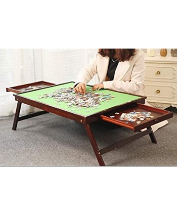 Wooden Jigsaw Puzzle Board for Adults & Kids,Portable Folding Table for Puzzle Games with 2 Sliding Storage Drawers & Mat,Home Furniture Puzzle Accessories for 1000 Pcs