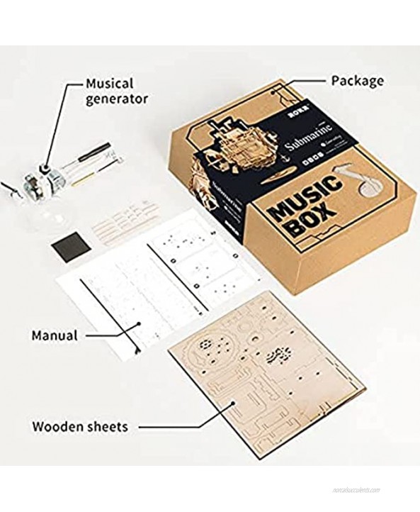 ZIHUAD DIY Wooden Music Box Set-Hand Crank Music Mechanism-3d Wooden Model Building Kit-The Best Gift for Boys and Girls for Christmas Birthday Valentine's Day