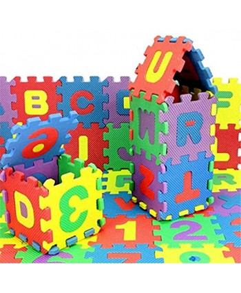 36Pcs Alphabet Number Baby Kid Play Crawling Mat Toddlers Floor Game Playmat Interlocking Foam Puzzle EVA Flooring Mats Baby Numbers Counting Educational IQ Brain Teaser Toys Playhouse Pad Padding