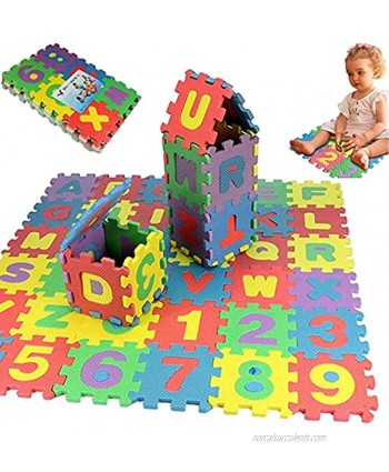 36PCs Baby Child Number Alphabet Digital Puzzle Little Size Interlocking Foam Puzzle Play Mat Non Slip Lightweight Kid's Floor Puzzle Colorful EVA Building Blocks Toy Gift 5.5"5.5"