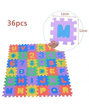 36Pcs Soft EVA Foam Puzzle Play Mats Numbers & Letters Kids Playing Crawling Cushion Classroom Gym Workout Accessory for Baby Infant
