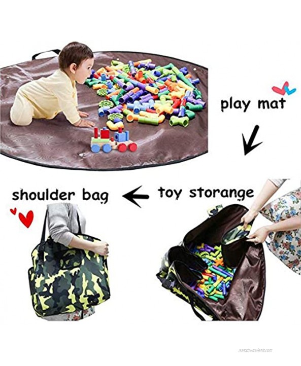 4-in-1 Multifunctional Kids Play Mat 39.4 Inch Round Floor Activity Rug Foldable Waterproof Playmat Large Tote Shoulder Bag Baby Toys Storage Organizer Outdoor Picnic Blanket Mat