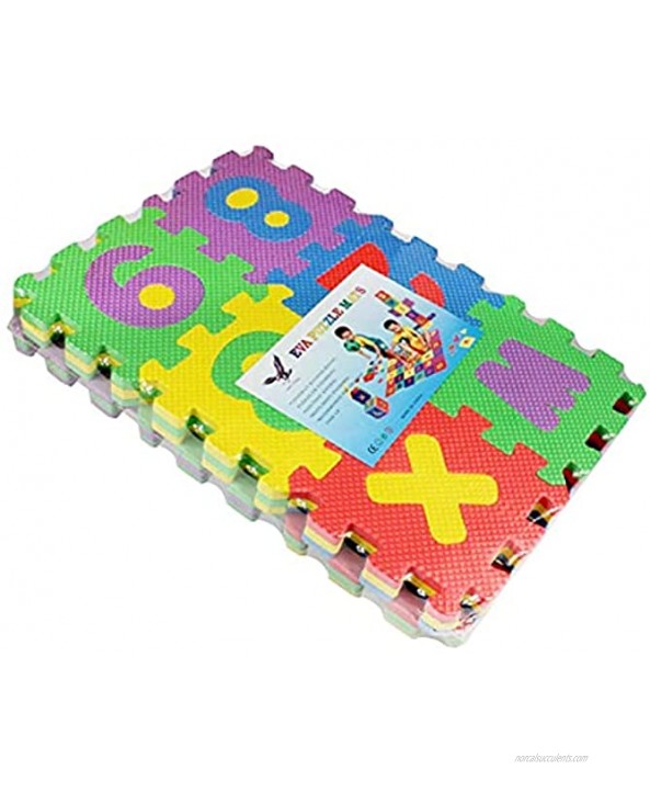 AUUNY Kids Numbers Rubber EVA Foam Puzzle Play Mat Floor 36 Interlocking Playmat Tiles Ideal for Crawling Baby Infant Classroom Toddlers Kids Gym Workout