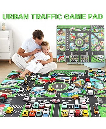 Children's Toy Play Mat 51 X 39 Inches City Traffic Car Model Parking Lot Scene Mat Large Non-Slip Carpet Fun Educational for Play Area Playroom Bedroom