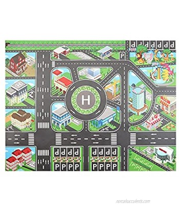 Children's Toy Play Mat 51 X 39 Inches City Traffic Car Model Parking Lot Scene Mat Large Non-Slip Carpet Fun Educational for Play Area Playroom Bedroom