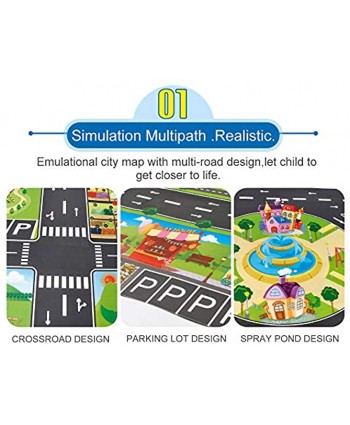 FITOOM Kids Road Carpet Play Mat for Toy Cars 51.1x39.3in Portable Anti-Slip Large Play Rug for Toddlers,Children Educational Road Traffic Play Mat for Play Room Game