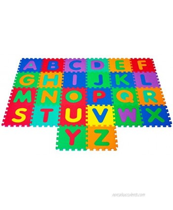 Hey! Play! Interlocking Foam Tile Play Mat with Letters Nontoxic Children's Multicolor Puzzle Tiles for Playrooms Nurseries Classrooms and More 12.5 x 12.5 x .25"
