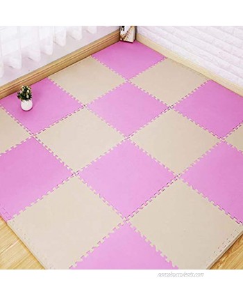 HOUTBY 6 Pieces Solid Foam Puzzle Play Mat for Kid Safe Soft Foam Exercise Mat Rich Colors Pink and Beige