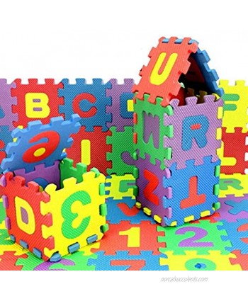 Huidiea 36Pcs Kids Foam Puzzle Floor Play Mat with Shapes & Colors or Numbers & Alphabets 12x12cm