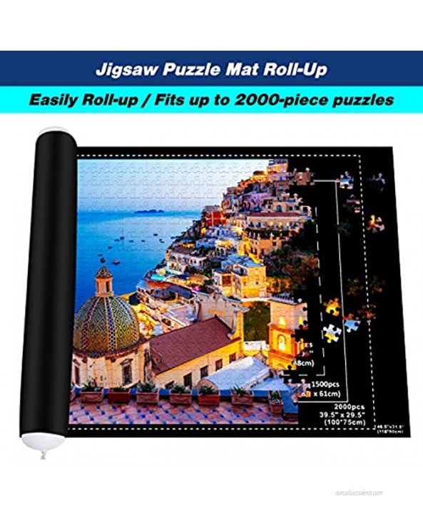 Jigsaw Puzzle Mat Roll Up Puzzle Storage Saver for 500 1000 1500 2000 Pieces Felt Puzzle Roll up Mat with Inflatable Tube+Pump+Fasteners Strap 46.5 31.5