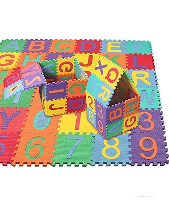 Kangler Kids Foam Puzzle Play Mat 36-Piece Set 5.9inch x 5.9inch Interlocking EVA Floor Tiles with Alphabet and Numbers