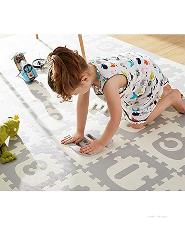 Lawei 36 Pieces Baby Puzzle Play Mat 12 x 12 Inch Alphabet Numbers EVA Foam Playmat Interlocking Foam Floor Tiles for Crawling Baby Infant Toddlers Kids Gym Workout